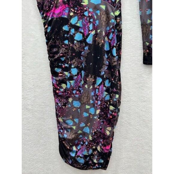 Mara Hoffman Womens Faux Wrap Dress Geometric Print Ruched Side Black Size XS - Picture 6 of 11